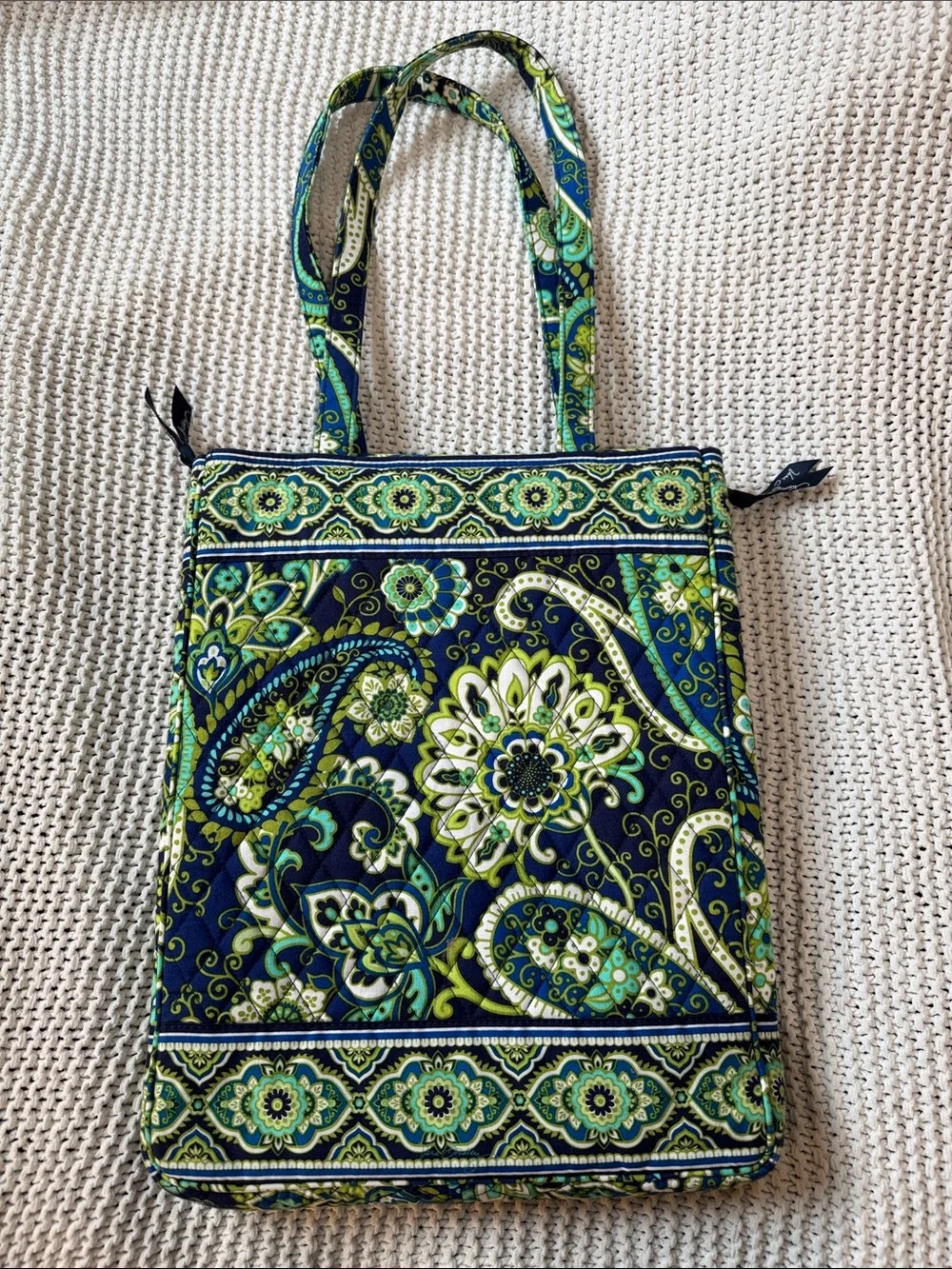 Vera Bradley Navy, Green & Teal Quilted Laptop Tote